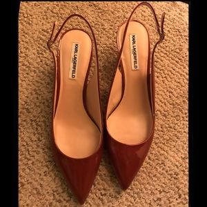 Karl Lagerfeld Red Patent Leather Kitten Heel